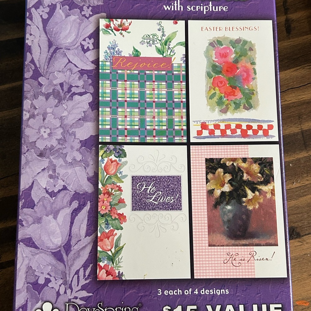 vintage box of 12 Easter greeting cards with scripture